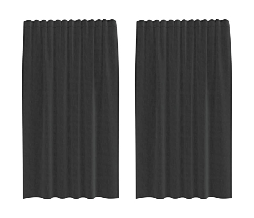 Voile Aizkari Ar Cilni, 2 Gab., Melni Vidaxl