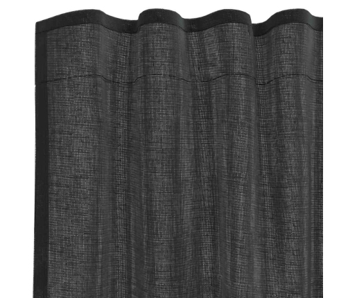 Voile Aizkari Ar Cilni, 2 Gab., Melni Vidaxl