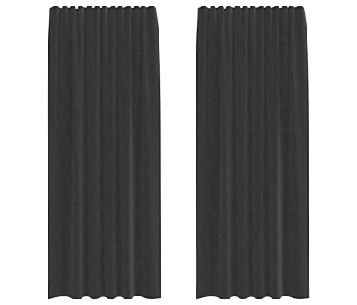 Voile Aizkari Ar Cilni, 2 Gab., Melni Vidaxl