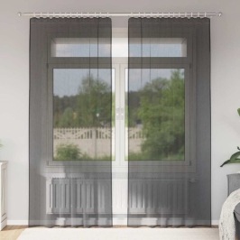 Voile Aizkari Ar Cilni, 2 Gab., Melni Vidaxl