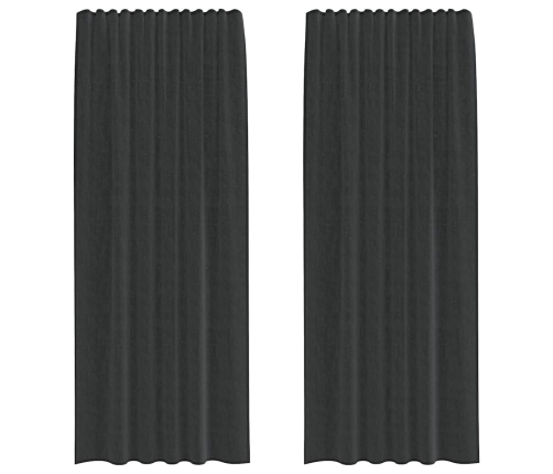 Voile Aizkari Ar Cilni, 2 Gab., Melni Vidaxl