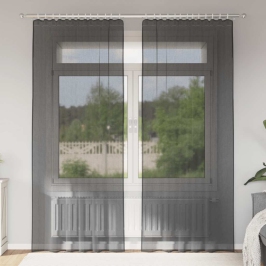 Voile Aizkari Ar Cilni, 2 Gab., Melni Vidaxl