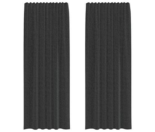 Voile Aizkari Ar Cilni, 2 Gab., Melni Vidaxl