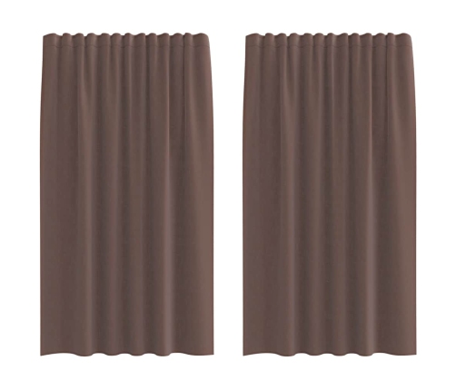Voile Aizkari Ar Cilni, 2 Gab., Brūni Vidaxl