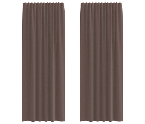Voile Aizkari Ar Cilni, 2 Gab., Brūni Vidaxl