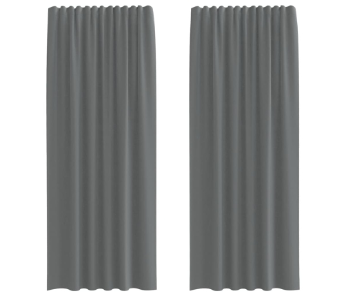 Voile Aizkari Ar Cilpām, 2 Gab., Tumši Pelēki, 140X225 Cm Vidaxl