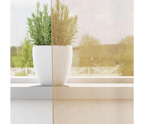 Voile Aizkari Ar Cilpām 2 Gab Smiltis 140X140 Cm Vidaxl