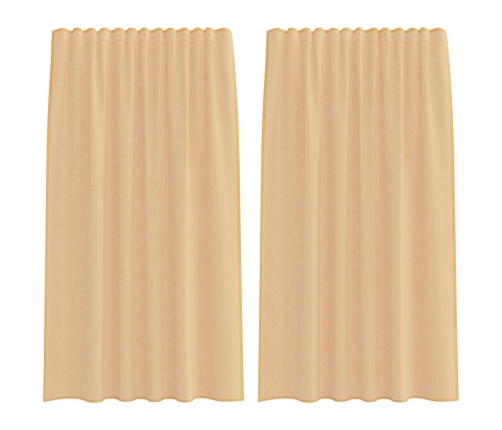 Voile Aizkari Ar Cilpām 2 Gab Smiltis 140X175 Cm Vidaxl