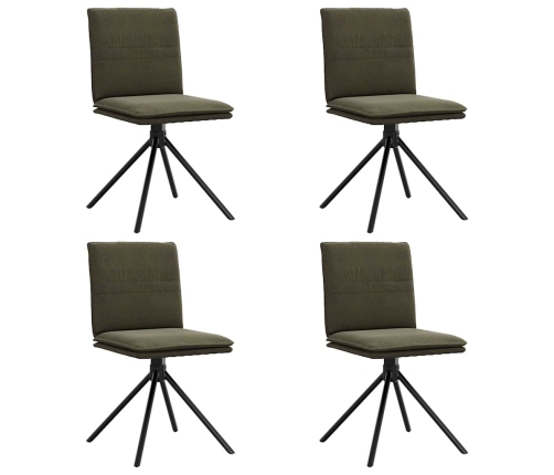 Virtuves Krēsli, 4 Gab., Armijas Zaļa Mākslīgā Zamšāda Vidaxl