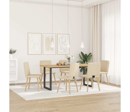 Virtuves Krēsli, 6 Gab., Krēmkrāsas Audums Vidaxl