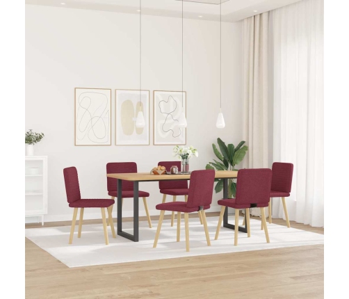 Virtuves Krēsli, 6 Gab., Vīnsarkans Audums Vidaxl