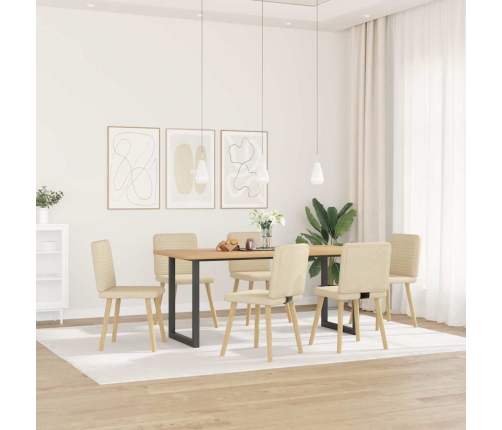 Virtuves Krēsli, 6 Gab., Krēmkrāsas Audums Vidaxl