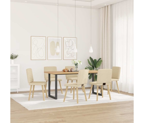 Virtuves Krēsli, 6 Gab., Krēmkrāsas Audums Vidaxl