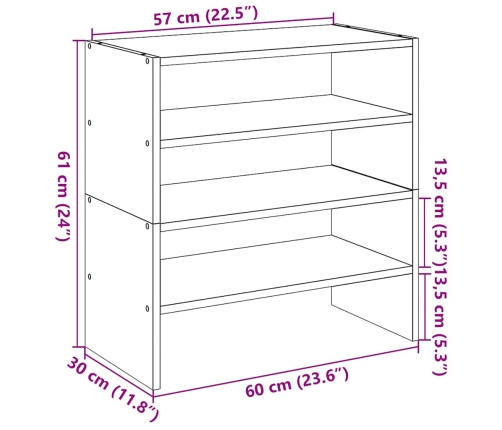 vidaXL apavu plaukti 2 gab sakraujami ozola krāsa 60x30x30,5 cm