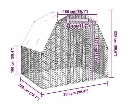 Vistas Skrējiens Ar Jumtu 2,5X2X2,25 M Cinkots Tērauds Vidaxl