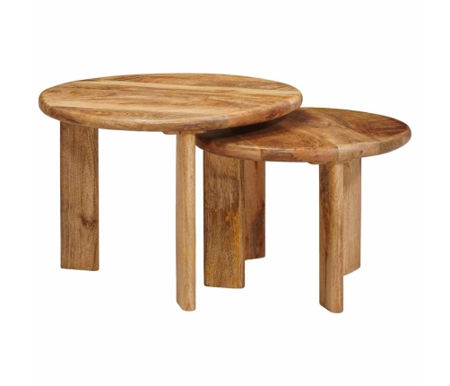 Viens Zem Otra Novietojami Galdi 2 Pcs Brūna Cieta Mango Koksne Vidaxl