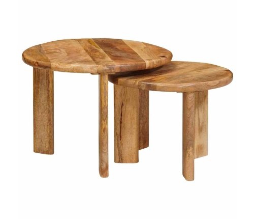 Viens Zem Otra Novietojami Galdi 2 Pcs Brūna Cieta Mango Koksne Vidaxl