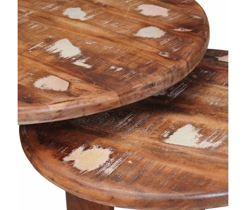 Viens Zem Otra Novietojami Galdi 2 Pcs Ciets Atjaunots Koks Vidaxl