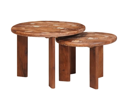 Viens Zem Otra Novietojami Galdi 2 Pcs Ciets Atjaunots Koks Vidaxl