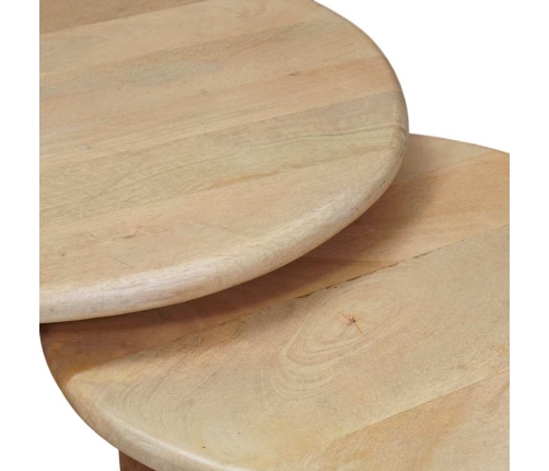 Viens Zem Otra Novietojami Galdi 2 Pcs Melna Cieta Mango Koksne Vidaxl