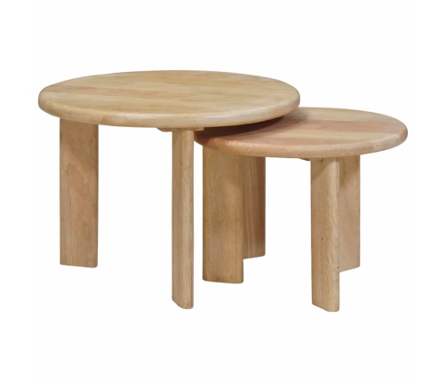 Viens Zem Otra Novietojami Galdi 2 Pcs Melna Cieta Mango Koksne Vidaxl