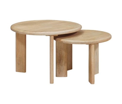 Viens Zem Otra Novietojami Galdi 2 Pcs Melna Cieta Mango Koksne Vidaxl