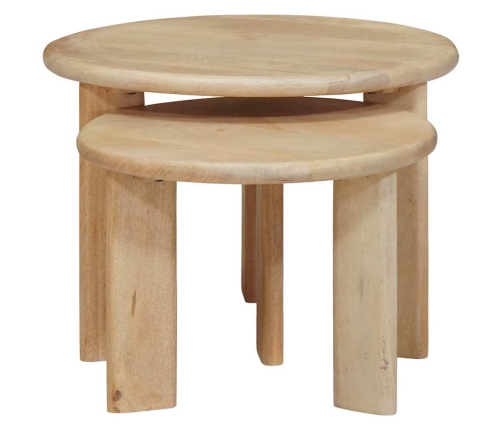 Viens Zem Otra Novietojami Galdi 2 Pcs Melna Cieta Mango Koksne Vidaxl