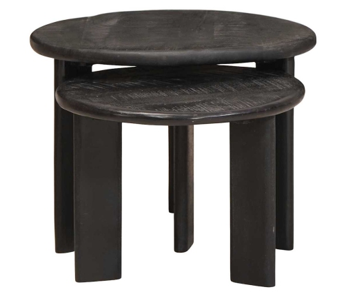 Viens Zem Otra Novietojami Galdi 2 Pcs Balts Cieta Mango Koksne Vidaxl