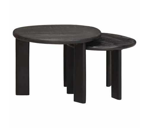 Viens Zem Otra Novietojami Galdi 2 Pcs Balts Cieta Mango Koksne Vidaxl