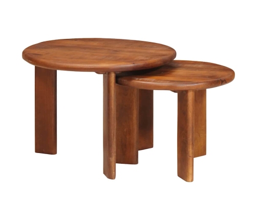 Viens Zem Otra Novietojami Galdi 2 Pcs Cieta Mango Koksne Vidaxl