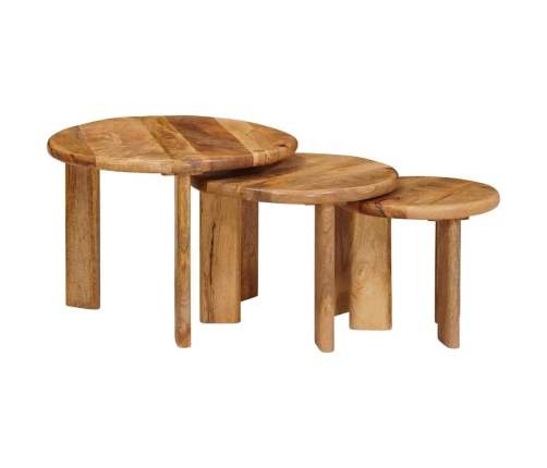 Viens Zem Otra Novietojami Galdi 3 Pcs Brūna Cieta Mango Koksne Vidaxl