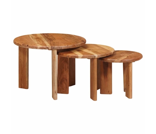 Viens Zem Otra Novietojami Galdi 3 Pcs Cietā Akācijas Koks Vidaxl