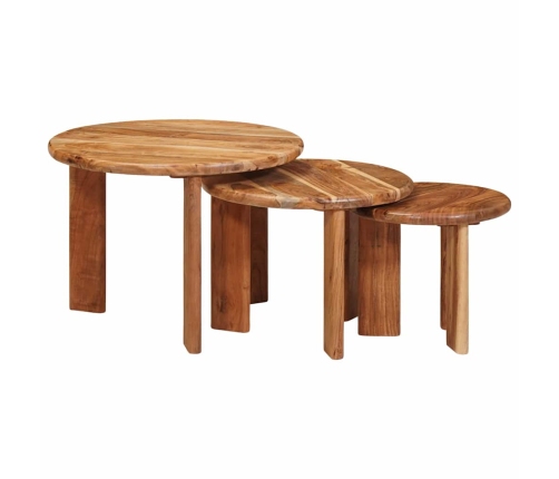 Viens Zem Otra Novietojami Galdi 3 Pcs Cietā Akācijas Koks Vidaxl