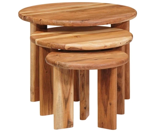 Viens Zem Otra Novietojami Galdi 3 Pcs Cietā Akācijas Koks Vidaxl