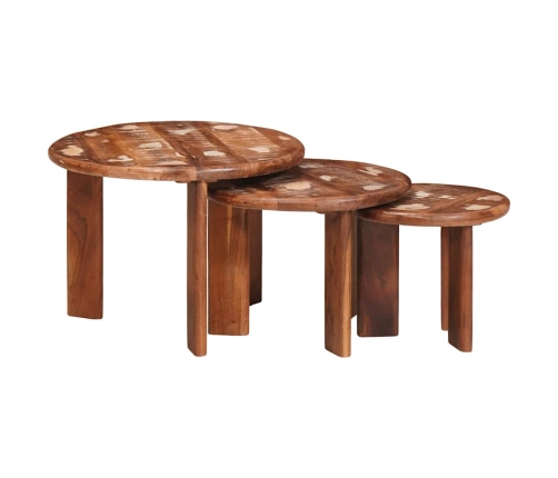 Viens Zem Otra Novietojami Galdi 3 Pcs Ciets Atjaunots Koks Vidaxl