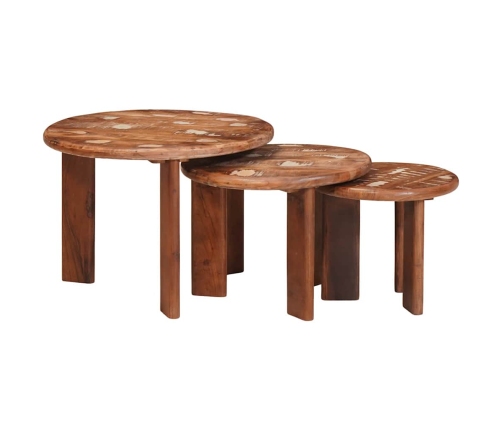 Viens Zem Otra Novietojami Galdi 3 Pcs Ciets Atjaunots Koks Vidaxl