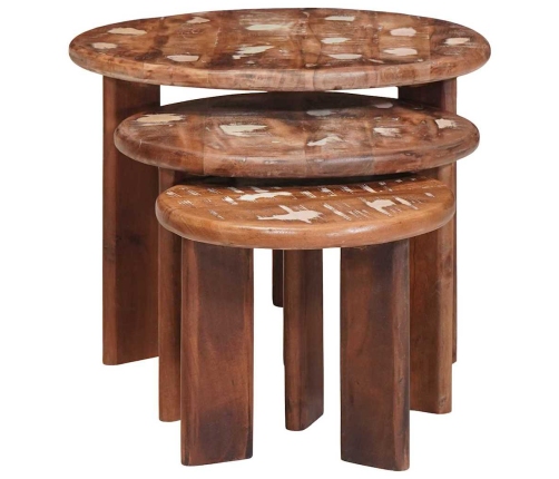 Viens Zem Otra Novietojami Galdi 3 Pcs Ciets Atjaunots Koks Vidaxl