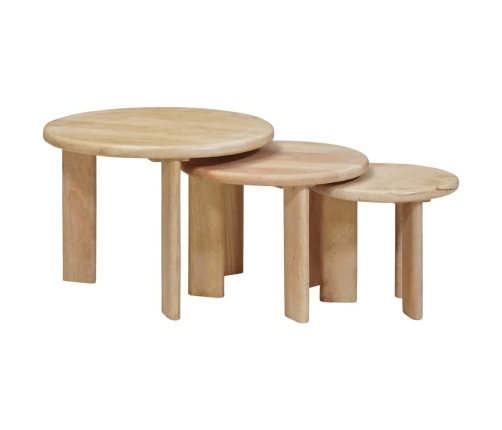 Viens Zem Otra Novietojami Galdi 3 Pcs Melna Cieta Mango Koksne Vidaxl