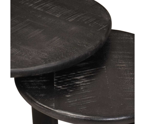 Viens Zem Otra Novietojami Galdi 3 Pcs Balts Cieta Mango Koksne Vidaxl