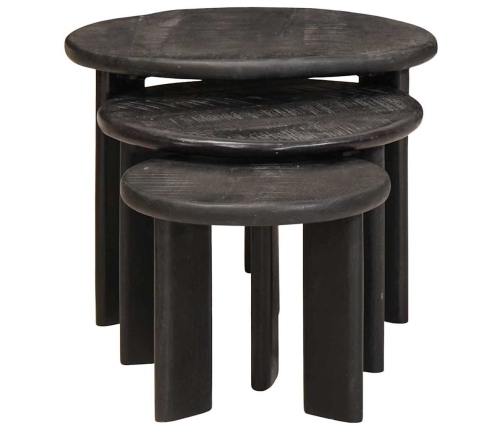 Viens Zem Otra Novietojami Galdi 3 Pcs Balts Cieta Mango Koksne Vidaxl