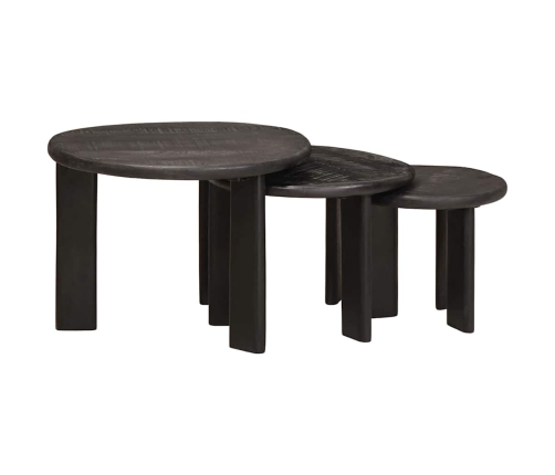 Viens Zem Otra Novietojami Galdi 3 Pcs Balts Cieta Mango Koksne Vidaxl