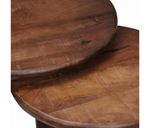 Viens Zem Otra Novietojami Galdi 3 Pcs Cieta Mango Koksne Vidaxl