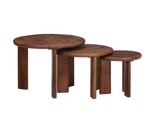 Viens Zem Otra Novietojami Galdi 3 Pcs Cieta Mango Koksne Vidaxl