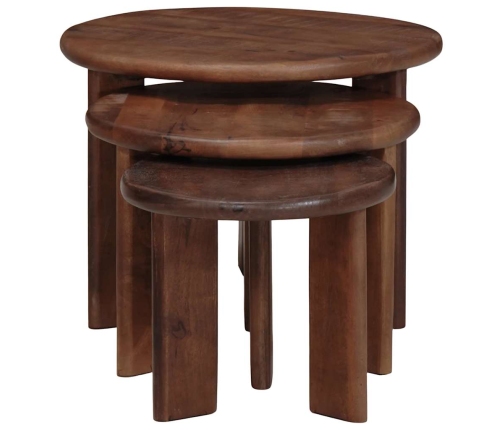 Viens Zem Otra Novietojami Galdi 3 Pcs Cieta Mango Koksne Vidaxl