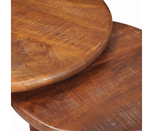 Viens Zem Otra Novietojami Galdi 3 Pcs Cieta Mango Koksne Vidaxl