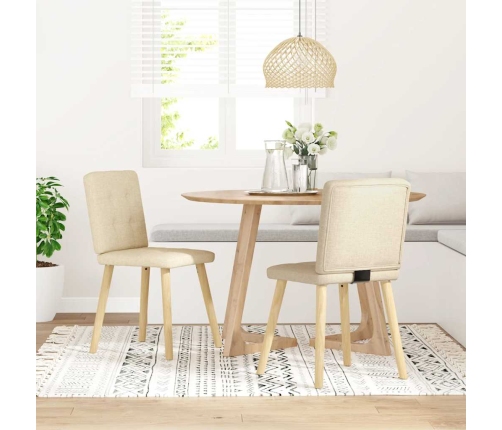 Virtuves Krēsli, 2 Gab., Krēmkrāsas Audums Vidaxl