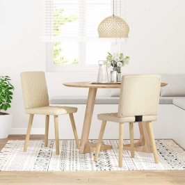 Virtuves Krēsli, 2 Gab., Krēmkrāsas Audums Vidaxl