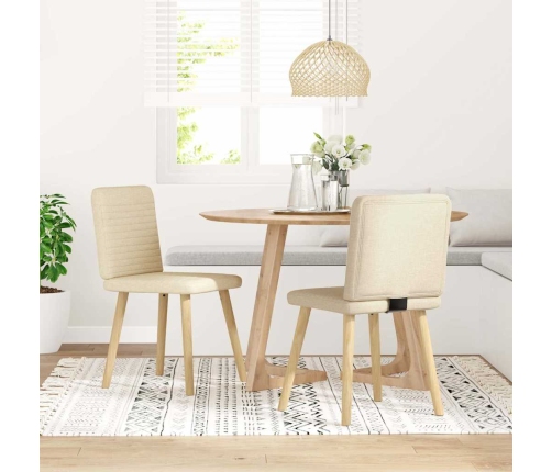 Virtuves Krēsli, 2 Gab., Krēmkrāsas Audums Vidaxl