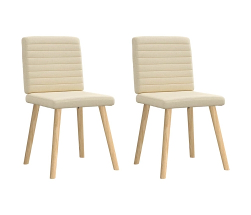 Virtuves Krēsli, 2 Gab., Krēmkrāsas Audums Vidaxl