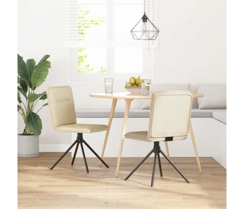 Virtuves Krēsli, 2 Gab., Krēmkrāsas Audums Vidaxl